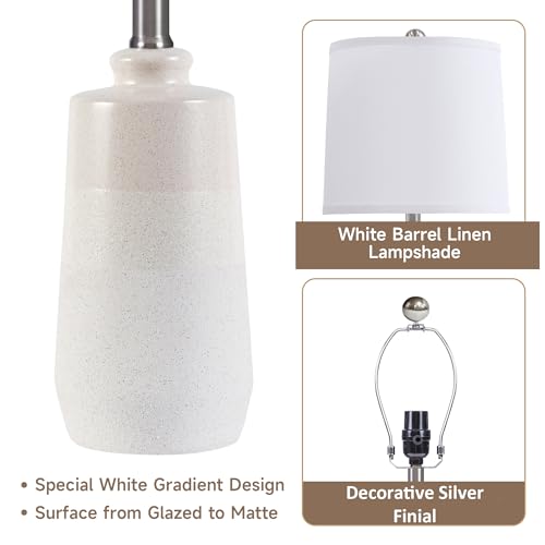 EUO 20.5" Ceramic Table Lamps Set of 2 for Bedroom, White Lamps for Nightstand Set of 2, Minimalist Ceramic Lamp for Living Room, Modern Matte White Table Lamp for Small Space - color: WH-S
