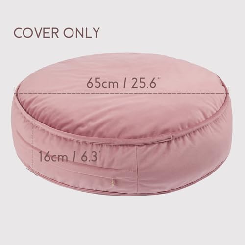 Round Floor Pillow Cover Velvet Throw Seating Pouf Yoga Meditation Cushion Plush Case Reading Room Decor Cover Only (25.6IN, Dusty Rose) - color: Dusty Rose, size: 25.6" x 25.6" (Pack of 1)