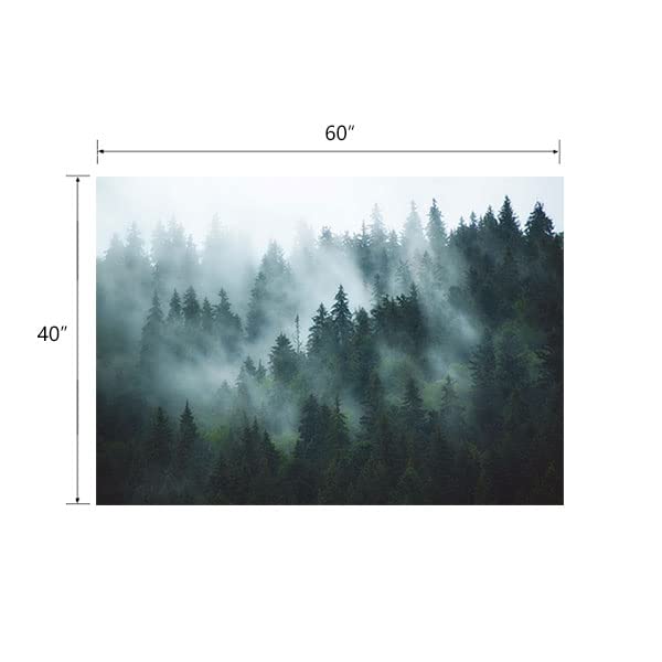 YISURE Misty Forest Tapestry, Foggy Tree Wall Hanging Small Tapestries Nature Pine Woodland Wall Art for Bedroom Living Room, 60‘’W x 40''L - size: 40"L x 60"W