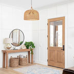 LamQee 18 Inch Rattan Farmhouse Chandelier, 3-Lights Boho Large Pendant Light with Dome Wicker Shade, Rustic Hand Woven Hanging Lighting Fixture for Dining Room, Kitchen Island, Entryway, Foyer - color: Natural