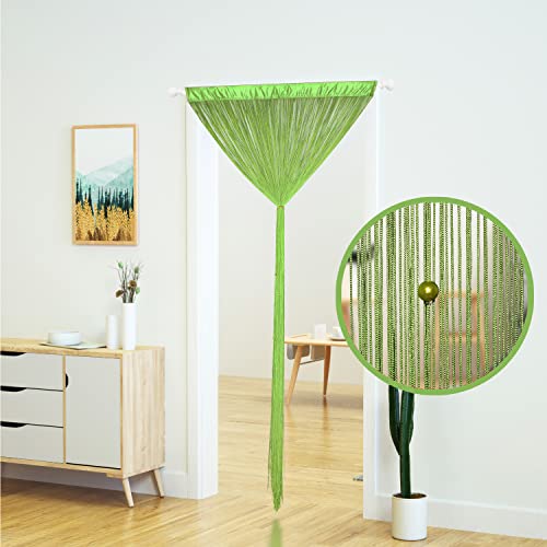 YaoYue Beaded Curtain Door String Curtains for Doorway Tassels Beads Hanging Fringe Hippie Room Divider Window Hallway Entrance Wall Closet Bedroom Privacy Decor (Grass Green, 100×200cm) - color: Grass Green, size: 39"W x 79"L (Pack of 1)