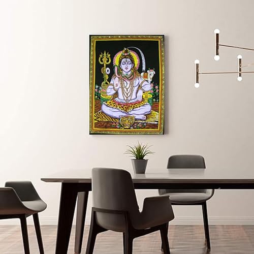 Rastogi Handicrafts Cotton Cloth Fabric Poster 40" X 30" Poster Size Wall Hanging For Home Room Decoration Decor (SHIVA-G) - color: SHIVA-G