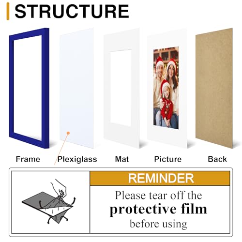 decorUhome 4x6 Picture Frame Set of 10, Display Photos 3.5x5 with Mat or 4x6 Unmatted for Picture Frames Collage Wall Decor, Royal Blue - color: Royal Blue, size: 4x6