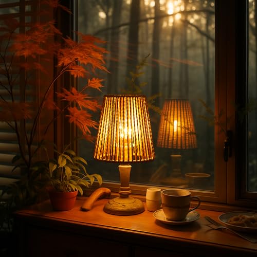 Riakrum 3 Pcs Chandelier Lamp Shades Set Small Lamp Shade for Pendant Wall Ceiling Lights Candle Bulbs Clip on Fitter Lampshade (Rattan,Brown)