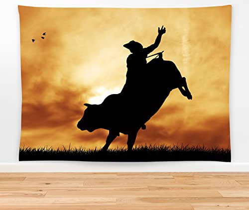 feelacle Western Cowboy Tapestry 80" X 60" Rodeo Bull Rider Wall Hanging Party Decorations Home Decor For Bedroom Living Room Dorm (200 X 150cm) - color: Western Cowboy, size: 80"L x 60"W