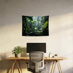 QGHOT Jungle Tapestry Wall Hanging Tropical Rainforest Backdrop Green Palm Leaves Tapestry Extra Large Forest Wall Art for Bedroom Living Room Office Decor 31.5" L x 39.4" W - size: 31.5"L x 39.4"W