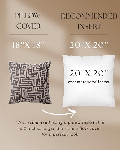 Woven Jacquard Throw Pillow Cover, Pack of 1 Geometric Pattern Textured Decorative Cushion Covers for Sofas, Couches, Fade Resistant Pillow for Sofa & Couch, Gilda, Anthracite, 18x18 Inch - color: Anthracite