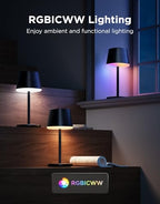 Govee Smart Cordless Table Lamp Classic (No Adapter), RGBIC Rechargeable Table Lamp for Bedroom, Living Room, Portable Desk Lamp Works with Matter, LED Bedside Lamp with 72 Scenes Modes, Timer, 500lm