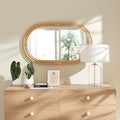 Modway Corsica Oval Rattan Wall Mirror in Natural with Natural Frame – Boho Coastal Hanging Accent Mirror for Bathroom, Bedroom, or Entryway