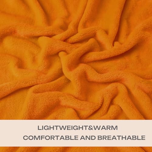 JIAHANNHA Burnt Orange Throw Blanket Fleece Blanket 50"x60",Super Soft Fall Decor Cozy Plush Throw Blanket for Couch Sofa Bed,Warm and Lightweight Bed Blankets for Winter - color: Orange, size: Throw(50"×60")