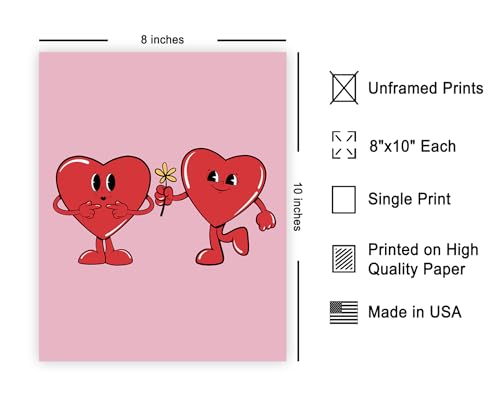 Poster Master Heart Couple Poster - Retro Love Print - Preppy Design - Trendy Art - Valentine's Day Couple Artwork - Groovy Hearts Design - Romantic Dorm or Bedroom Decor - 8x10 UNFRAMED - color: Style-08, size: 8"L x 10"W