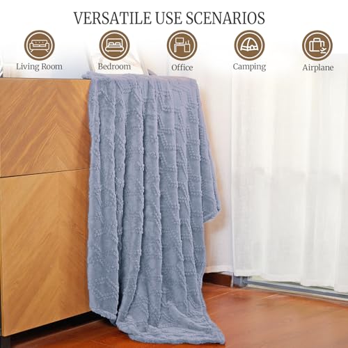 Jacquard Boho Fleece Throw Blanket-Cozy Fluffy Soft Lightweight Fuzzy Fall Blanket for Sofa, Couch, Bed, Chair & Car, Gifts for Teen Girls, Women & Men, Home and Dorm Decor, Gray, 50" x 70" - color: D1-light Gray
