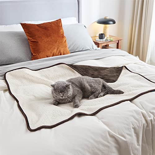 Bedsure Waterproof Dog Blankets for Small Dogs - Small Cat Blanket Washable for Couch Protection, Sherpa Fleece Puppy Blanket, Soft Plush Reversible Throw Furniture Protector, 25x35, Coffee Brown - color: Coffee Brown, size: S(25x35")