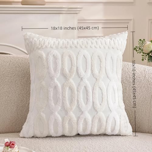 Plush Boho Decorative Throw Pillow Covers Set of 2 Faux Fur Geometric Tufted Pillow Covers Home Decor for Couch Modern Accent Neutral Living Room Cream - color: Cream