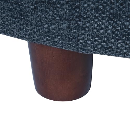 HomePop 28" Round Storage Ottoman - Textured Navy - color: Textured Navy