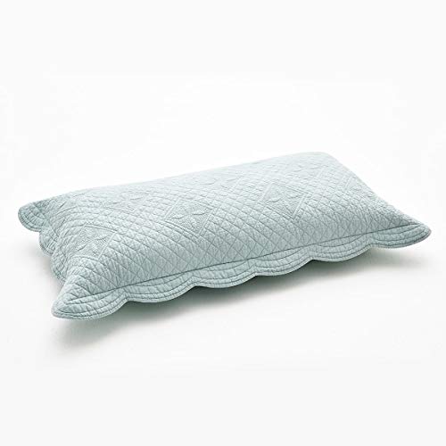Calla Angel Sage Garden Luxury Pure Cotton Quilted Pillow Sham, King Pillow, 20x36, Light Aqua - color: Light Aqua, size: King