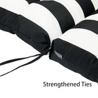 Magpie Fabrics Indoor Outdoor Tufted High Back Chair Cushion Set of 2, Waterproof All-Weather Deep Seating Rocking Chair Patio Chaise Lounge Sun Lounger Chair Cushions (Black White) - color: Black White