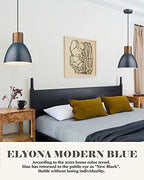 ELYONA 2 Pack Modern Hammered Pendant Lights 10.2” Blue Solid Wood Hanging Lamp, Adjustable Height, Industrial Metal Pendant Lighting for for Farmhouse, Kitchen Island, Dining Room,Bedroom,Bar,Office - color: Blue - 2 Pack