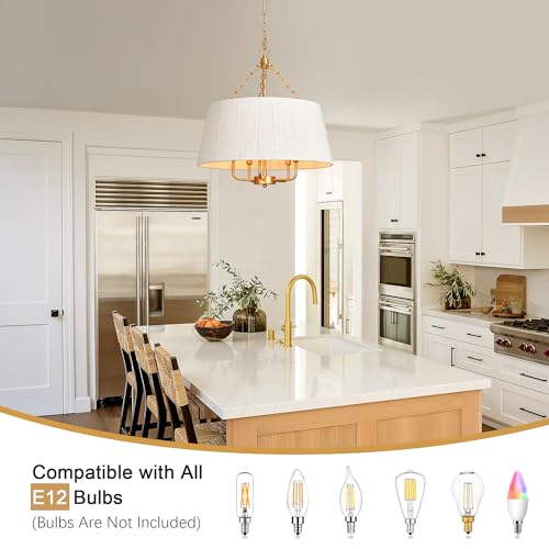 19.7'' Hand-Woven Rattan Chandelier, 5 Light Gold Boho Chandeliers for Dining Room, Adjustable Large Farmhouse Coastal Light Fixtures for Kitchen, Living Room, Foyer, E12 - color: 5-light Gold