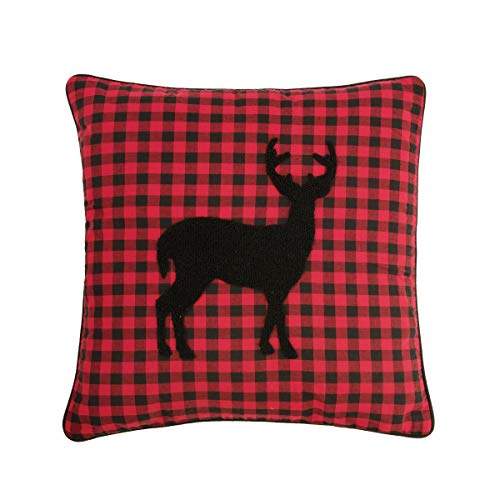 C&F Home Plaid Woodford Deer Silhouette Tufted 100% Cotton Accent Throw Pillow 18" x 18" All Seasons Fall Harvest Autumn Summer Lodge Cabin Rustic Lakehouse Home Living Room Sofa Couch Chair Bed