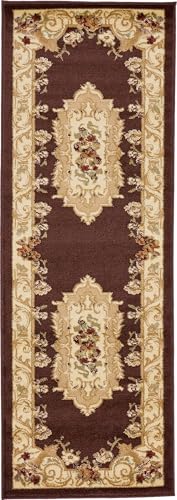Unique Loom Versailles Collection Area Rug - Henry (2' x 6' 1" Runner Brown/Cream) - color: Brown/Cream, size: 2'2" x 6'1" (Runner)
