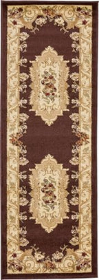 Unique Loom Versailles Collection Area Rug - Henry (2' x 6' 1" Runner Brown/Cream) - color: Brown/Cream, size: 2'2" x 6'1" (Runner)