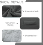 MeMoreCool Square Stuffed Pouf Ottoman Foot Rest, Floor Pouf Foot Stool with Foam Chunk Filling, Soft Stuffed Ottoman Footrest for Living Room, Dark Grey - color: Striped Dark Grey