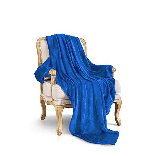 JIAHANNHA Royal Blue Throw Blanket Fleece Blanket 50"x60",Super Soft Cozy Plush Throw Blanket for Couch Sofa Bed,Warm and Lightweight Bed Blankets for Adults - color: Royal Blue, size: Throw(50"×60")