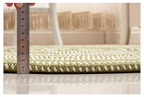 Hand Woven Round Area Rugs Living Room Bedroom Study Computer Chair Cushion Base Mat Round Carpet Lifts Basket Swivel Chair Pad Coffee Table Rug(2' Round, Green) - color: Green, size: 2' Round