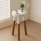 LitaEther 12" Reverse Dipped Wood Plant Stand, Wood Accent Stool,Milking Stool Drinking Table Small Side Table Set (18"+20" Tall) - size: 18"+20" Tall