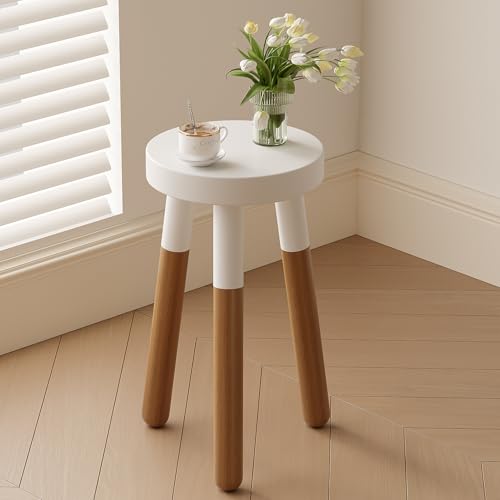 LitaEther 12" Reverse Dipped Wood Plant Stand, Wood Accent Stool,Milking Stool Drinking Table Small Side Table Set (18"+20" Tall) - size: 18"+20" Tall