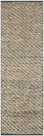 SAFAVIEH Natural Fiber Collection Runner Rug - 2'6" x 12', Blue & Natural, Handmade Jute, Ideal for High Traffic Areas in Living Room, Bedroom (NF454A)