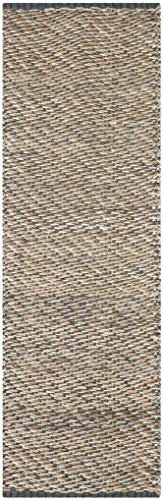 SAFAVIEH Natural Fiber Collection Runner Rug - 2'6" x 12', Blue & Natural, Handmade Jute, Ideal for High Traffic Areas in Living Room, Bedroom (NF454A)