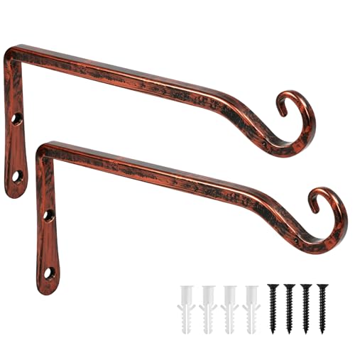 FEED GARDEN 2 Pack 10 Inch Hanging Plant Bracket Wall Hooks Decorative Plant Hangers for Outdoor Hanging Bird Feeders, Wind Chimes, Plant Baskets, Antique Bronze - color: Antique Bronze, size: 10 Inch