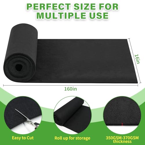 Riare 16x160 Inch Black Felt Planter Liner Roll- 2 Rolls Non-Woven Fabric Planter Liner for Outdoor Plants, Coco Liner Roll Alternative Basket Planter Liner for Planters Hanging Basket Window Box - size: 16 x 160 Inch