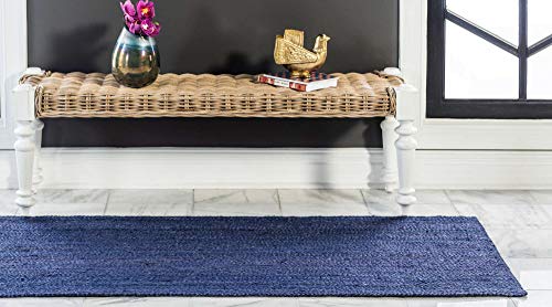 Unique Loom Braided Jute Collection Area Rug - Dhaka (2' 7" x 6' 1" Runner, Navy Blue) - color: Navy Blue, size: 2'7" x 6'1" (Runner)