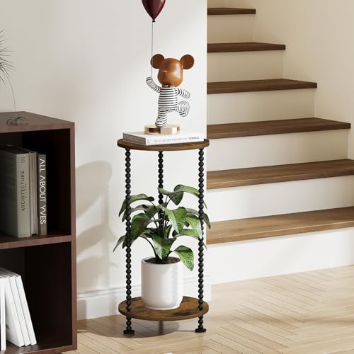 YINMIT Plant Stand Indoor, 2 Tier Small Plant Stand, 23" Tall Metal Spindle Poles Plant Stands, Corner Flower Pot Stand, Plant Tables Indoor, Planter Pot Holder for Balcony Garden Patio Living Room - color: Brown, size: 23.2 In