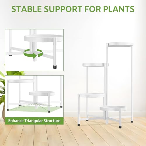 iDavosic.ly 4 Tier Large Plant Stand Indoor, 10 Inch Wide Tall Corner Metal Plant Stands Outdoor for Multiple Plants, Folding Tiered Flower Display Holder Rack Shelf, White - color: White, size: 4 Tiers