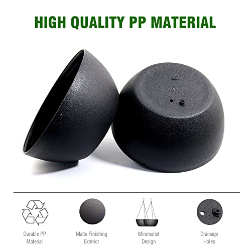WSMKSZ 13 inch Large Hanging Planters Plant Pots for Outdoor Indoor Plants with Drainage Holes and Chain, 2 Pack Round Hanging Flower Pots for Garden Home Porch Decor, Black - color: Black, size: 13inch 2pcs