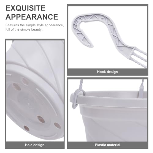 DOITOOL 10 Sets Hanging Planter Basket with Drainage Hole Round Flower Plant Pot Fence Railing Wall Planter for Ferns Ivy Crawling Plants Indoor Outdoor White - color: White