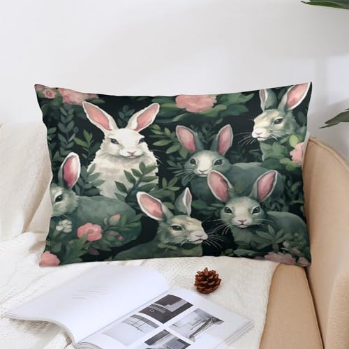 Outside Pillows Watercolor Bunnies Cushion Covers Happy Easter Holiday Decorative Cushion Cover Pillowcase Zipper Pillowcase for Livingroom Sofa Decoration 12 "x20 - color: Pattern-8, size: 20" x 12" (Pack of 1)