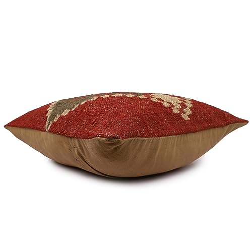 Vintage Wool Jute Kilim Pillow Cover Indian Handmade Tribal Cushion for Sofa Bed Chair Boho Multicolor Rustic Throw Living Room Decor - color: Multi 04