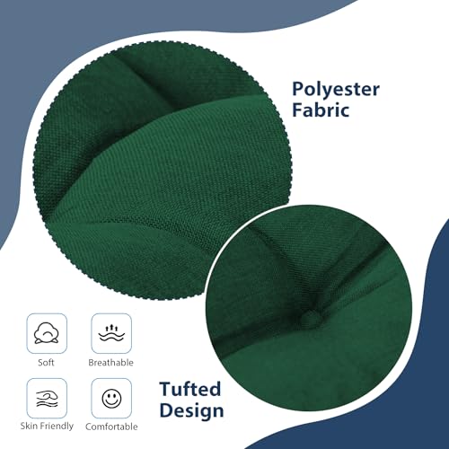 IASEAHK Chair Cushions for Dining Chairs, Seat Cushions for Kitchen Chairs, Indoor Seat Cushions with Ties, Tufted Foam Chair Pads, Non Slip Chair Cushions Set of 4, 15.5" x 15.5" x 4", Dark Green - color: Dark Green, size: Pack of 4