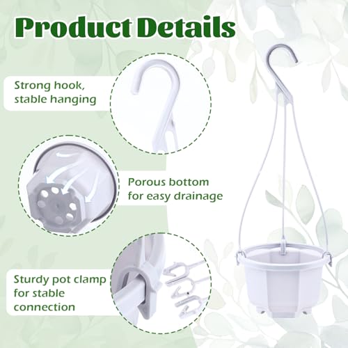 Roshtia 24 Pcs Hanging Plastic Planter Pot with Hook Flower Pots Baskets Hanging Nursery Planter Holder for Outdoor Indoor Plant Garden(Ceramic White,3.7 Inch) - color: Ceramic White, size: 3.7 Inch