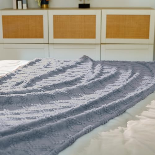 Jacquard Boho Fleece Throw Blanket-Cozy Fluffy Soft Lightweight Fuzzy Fall Blanket for Sofa, Couch, Bed, Chair & Car, Gifts for Teen Girls, Women & Men, Home and Dorm Decor, Gray, 50" x 70" - color: D1-light Gray