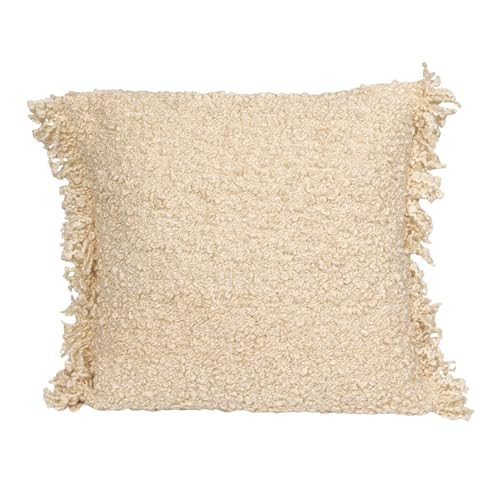 Creative Co-Op, Cream Indoor/Outdoor Woven Fabric Tufted Pillow with Fringe, Color, 20” L x 20” H