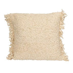 Creative Co-Op, Cream Indoor/Outdoor Woven Fabric Tufted Pillow with Fringe, Color, 20” L x 20” H
