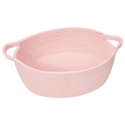 Goodpick Small Woven Basket for Gifting, Small Storage bins for Toys, Baby Gift Baskets for Nursery, Pink Rope Basket for Gifts, Decorative Baskets with Handles, 12" x 8" x 5" - color: Light Pink, size: 12x8x5 Inch (Pack of 1)