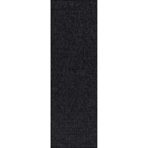 Beverly Rug Easy Jute Runner Rug 2x7 Solid Washable Durable Outdoor Indoor Area Rugs for Living Dining Room Patio Office Stain Resistant Non Shedding Casual Indoor Outside Carpet 2 x 7 Dark Gray - color: Dark Gray, size: 2' x 7' (Rectangular)