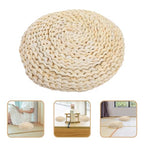 Sewroro Tatami Floor Pillow Round Straw Woven Padded Sitting Cushion Japanese Style Seat Pillow Floor Straw Mat Meditating Furniture Floor Mat for Home Temple 30cm